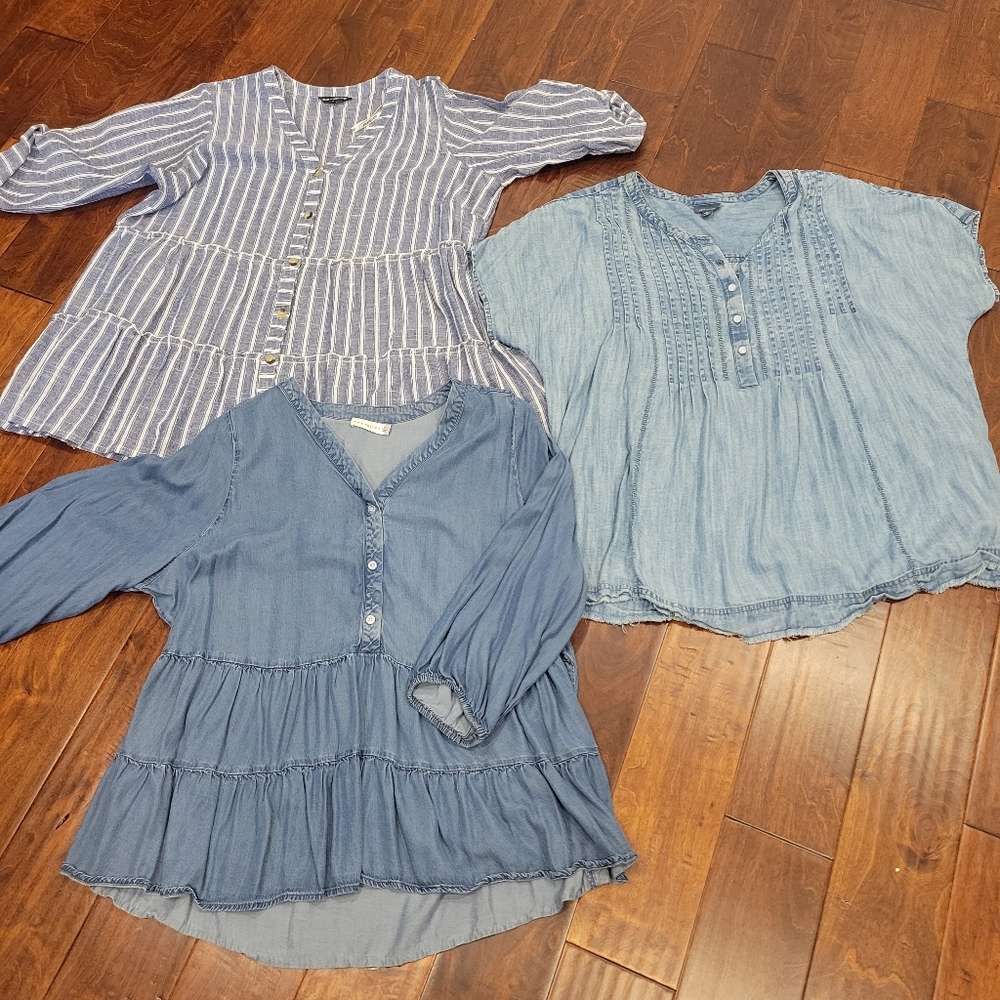 Denim Blue Womens Tops Set